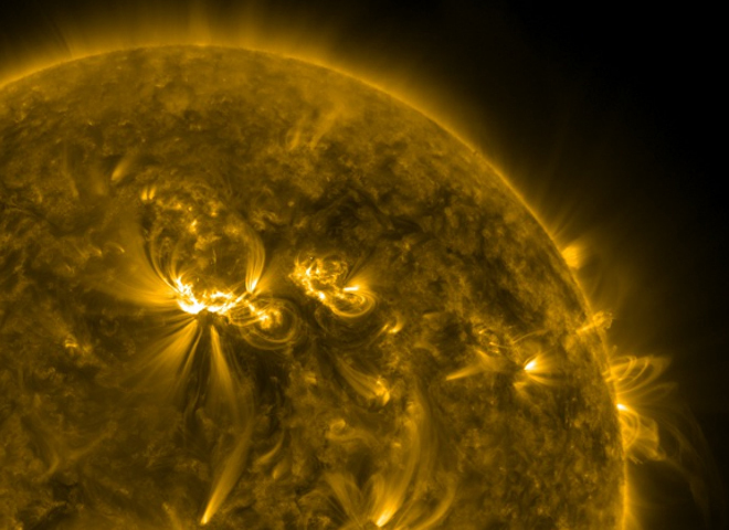 Solar flare activity on the Sun documented Friday, March 9, 2012.